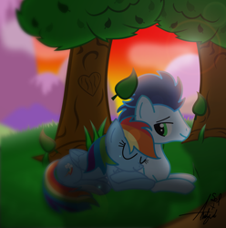 Size: 3340x3370 | Tagged: safe, artist:antoniyoshi, artist:sol-r, imported from derpibooru, rainbow dash, soarin', pony, female, male, shipping, soarindash, straight