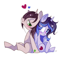 Size: 1156x918 | Tagged: safe, artist:ipun, imported from derpibooru, oc, oc only, oc:loveless charm, pony, unicorn, bandage, eyepatch, female, heart eyes, male, mare, simple background, stallion, straight, transparent background, wingding eyes