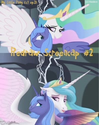 Size: 2935x3680 | Tagged: safe, artist:perle-de-suie, edit, edited screencap, imported from derpibooru, screencap, princess celestia, princess luna, friendship is magic, castle of the royal pony sisters, colored wings, hoers, hug, s1 luna, scene interpretation, why the long face, wings