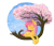 Size: 1157x1000 | Tagged: safe, artist:shiropoint, imported from derpibooru, fluttershy, bird, cherry blossoms, female, solo, tree