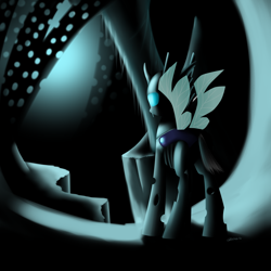 Size: 1600x1600 | Tagged: safe, artist:titan2955, imported from derpibooru, changeling, cave, solo