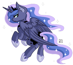 Size: 1350x1200 | Tagged: safe, artist:amazing-artsong, imported from derpibooru, princess luna, female, flying, frown, looking back, simple background, solo, transparent background