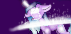 Size: 1006x477 | Tagged: safe, artist:161141, imported from derpibooru, oc, oc only, pony, crying, glowing eyes, magic, solo