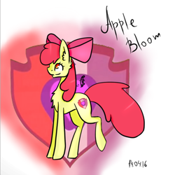 Size: 512x512 | Tagged: safe, artist:scootaloochicken123, imported from derpibooru, apple bloom, chest fluff, cutie mark, ear fluff, female, solo, the cmc's cutie marks