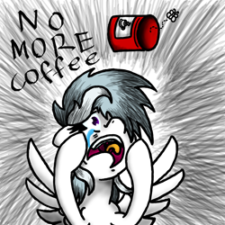 Size: 2400x2400 | Tagged: safe, artist:vennyr, imported from derpibooru, oc, oc only, coffee, nose in the air, sad