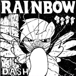 Size: 901x897 | Tagged: safe, artist:duckduckbear, imported from derpibooru, rainbow dash, album cover, black and white, black flag, grayscale, monochrome