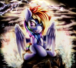 Size: 2000x1777 | Tagged: safe, artist:ferasor, imported from derpibooru, rainbow dash, pony, female, lightning, solo