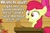 Size: 750x500 | Tagged: safe, edit, edited screencap, imported from derpibooru, screencap, apple bloom, on your marks, banhammer, caption, female, gavel, image macro, meme, open mouth, solo