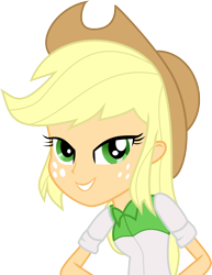 Size: 3000x3894 | Tagged: safe, artist:nero-narmeril, imported from derpibooru, applejack, equestria girls, bedroom eyes, clothes, cowboy hat, female, freckles, hat, simple background, solo, stetson, transparent background, vector