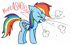 Size: 1024x653 | Tagged: safe, imported from derpibooru, rainbow dash, female, sneeze cloud, sneezing, sneezing fetish, snot, solo