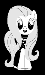 Size: 291x484 | Tagged: safe, artist:broozerpunch, imported from derpibooru, fluttershy, fluttertoriel, monochrome, toriel, undertale