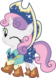 Size: 8000x11087 | Tagged: safe, artist:pilot231, imported from derpibooru, sweetie belle, on your marks, absurd resolution, boots, clothes, cow belle, cowboy boots, cowboy hat, female, hat, shoes, simple background, solo, transparent background, vector, wink