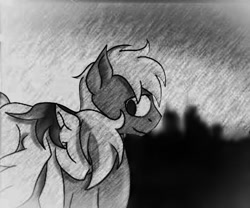 Size: 979x816 | Tagged: safe, artist:tomcolt15, imported from derpibooru, big macintosh, rainbow dash, earth pony, pony, black and white, cute, grayscale, male, monochrome, rainbowmac, shipping, stallion, straight