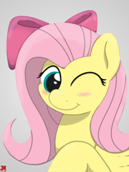 Size: 1000x1331 | Tagged: safe, artist:ljdamz1119, imported from derpibooru, fluttershy, bow, female, flutterbow, hair bow, solo, wink