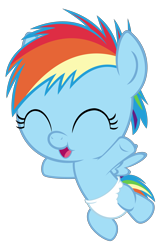 Size: 3000x4562 | Tagged: safe, artist:sollace, imported from derpibooru, rainbow dash, pony, baby, baby dash, baby pony, cute, dashabetes, diaper, female, filly, filly rainbow dash, flying, foal, open mouth, show accurate, simple background, solo, transparent background, vector, yay, young, younger