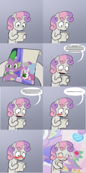 Size: 720x1440 | Tagged: safe, edit, imported from derpibooru, spike, sweetie belle, pony, unicorn, aaaaaaaaaa, blushing, blushing profusely, brick joke, crossing the memes, cute, diasweetes, exploitable meme, female, implied spikebelle, it's no use, male, meme, memeception, notice me senpai, senpai noticed me, shipping, spike holding a paper, spikebelle, straight, sweetie belle's book, sweetie hugs a note, sweetie's note meme