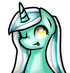 Size: 1404x1484 | Tagged: safe, artist:hurricanestarpegasus, imported from derpibooru, lyra heartstrings, alternate hairstyle, female, long mane, solo, tongue out, wink