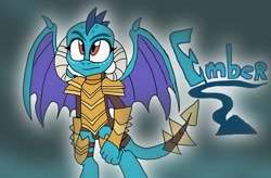 Size: 1764x1160 | Tagged: safe, artist:shonatabeata, imported from derpibooru, princess ember, dragon, gauntlet of fire, armor, cute, dragon armor, emberbetes, female, solo