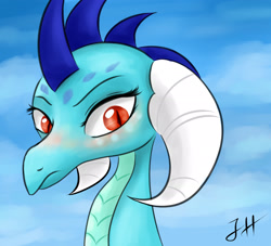 Size: 2200x2000 | Tagged: safe, artist:dashy21, imported from derpibooru, princess ember, dragon, gauntlet of fire, blushing, bust, cute, dragoness, emberbetes, female, portrait, solo