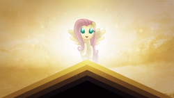 Size: 1920x1080 | Tagged: safe, artist:minhbuinhat99, artist:nekonyaru, imported from derpibooru, fluttershy, glow, glowing, smiling, vector, wallpaper