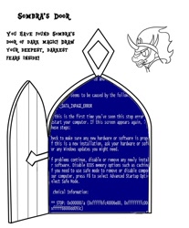 Size: 849x1024 | Tagged: safe, imported from derpibooru, king sombra, activity book, blue screen of death, door