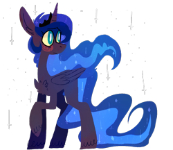 Size: 939x812 | Tagged: safe, artist:secretwanderlust, imported from derpibooru, princess luna, blushing, female, raised hoof, simple background, solo, sparkles, transparent background