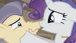 Size: 1272x712 | Tagged: safe, imported from derpibooru, screencap, rarity, street rat, the gift of the maud pie, discovery family logo, imminent kissing, out of context