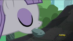 Size: 1920x1080 | Tagged: safe, imported from derpibooru, screencap, boulder (pet), maud pie, the gift of the maud pie, boulder (g4), discovery family logo, mouth hold, out of context