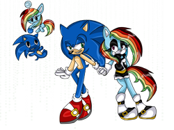 Size: 2160x1613 | Tagged: safe, artist:eternityspark, imported from derpibooru, rainbow dash, anthro, chao, plantigrade anthro, crossover, kiriban, simple background, sonic the hedgehog, sonic the hedgehog (series), sonicified, species swap, transparent background