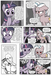 Size: 1309x1920 | Tagged: safe, artist:pencils, imported from derpibooru, twilight sparkle, oc, oc:anon, oc:papyra maroon, alicorn, earth pony, human, pony, comic:anon's pie adventure, angry, argument, comic, eye contact, female, filly, heresy, human male, looking at each other, male, mare, nose to nose, scrunch battle, scrunchy face, twilight sparkle (alicorn)