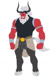 Size: 1200x1697 | Tagged: safe, artist:thecreator9, imported from derpibooru, grogar, lord tirek, anthro, unguligrade anthro, abs, bipedal, cloven hooves, g1, grogar (g1), male, muscles, simple background, solo, white background