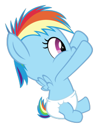 Size: 2303x3000 | Tagged: safe, artist:sollace, imported from derpibooru, rainbow dash, pony, baby, baby pony, cute, diaper, female, filly, filly rainbow dash, foal, show accurate, simple background, sitting, solo, transparent background, vector, younger