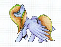 Size: 1024x787 | Tagged: safe, artist:mufflinka, imported from derpibooru, oc, oc only, pegasus, pony, graph paper, lined paper, solo, traditional art