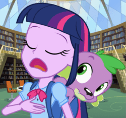 Size: 511x479 | Tagged: safe, imported from derpibooru, screencap, spike, twilight sparkle, dog, equestria girls, cropped, gif, non-animated gif, open mouth, spike the dog, twilight sparkle (alicorn)