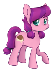 Size: 1024x1371 | Tagged: safe, artist:midnightpremiere, imported from derpibooru, lily longsocks, hedgehog, crusaders of the lost mark, adorasocks, cute, female, filly, foal, lilydorable, looking at you, pigtails, raised hoof, scrunchie, simple background, smiling, solo, transparent background