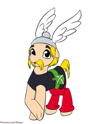 Size: 1050x1350 | Tagged: safe, artist:alasou, imported from derpibooru, asterix, moustache, patreon, ponified, simple background, solo, white background