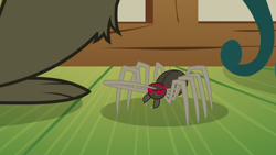 Size: 1920x1080 | Tagged: safe, imported from derpibooru, screencap, fuzzy legs, harry, spider, scare master, ambiguous gender, salute, solo, solo focus