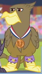 Size: 281x491 | Tagged: safe, imported from derpibooru, screencap, gaston (griffon), griffon, equestria games (episode), background griffon, equestria games, gaston, solo focus, wristband