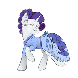 Size: 800x800 | Tagged: safe, artist:cheshiresdesires, imported from derpibooru, rarity, alternate hairstyle, clothes, dress, eyes closed, female, raised hoof, solo