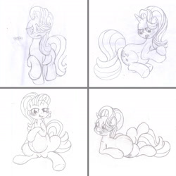 Size: 2600x2600 | Tagged: safe, artist:seenty, imported from derpibooru, starlight glimmer, monochrome, pencil drawing, pregnancy test, pregnant, pregnant expansion, traditional art