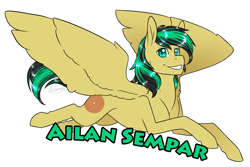 Size: 1800x1200 | Tagged: safe, artist:rozga, imported from derpibooru, oc, oc only, oc:ailan, pegasus, pony, badge, con badge, male, stallion, wings