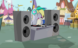 Size: 3183x1964 | Tagged: safe, artist:shutterflyeqd, imported from derpibooru, derpy hooves, dj pon-3, vinyl scratch, pegasus, pony, unicorn, ^^, annoyed, annoying, derpyscratch, duo, eyes closed, female, headphones, heads together, hoof around neck, lesbian, listen, listen to music, listening, listening to music, mare, music, shared headphones, sharing headphones, shipping, speaker, speakers, turntable, unamused, vinyl is not amused, vinyl scratch is not amused