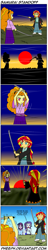 Size: 515x2700 | Tagged: safe, artist:pheeph, imported from derpibooru, adagio dazzle, rarity, sunset shimmer, twilight sparkle, equestria girls, comic, golf club, katana, old master q, parody, samurai, sunset, sword, weapon, wind