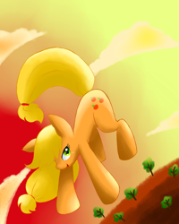 Size: 1600x2000 | Tagged: safe, artist:keisis, imported from derpibooru, applejack, falling, female, solo