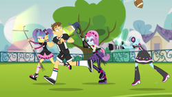 Size: 1280x720 | Tagged: safe, imported from derpibooru, photo finish, pixel pizazz, teddy t. touchdown, violet blurr, equestria girls, friendship games, photo finished, background human, the snapshots