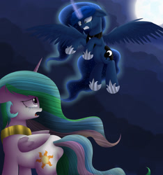 Size: 2500x2673 | Tagged: safe, artist:vanillaghosties, imported from derpibooru, princess celestia, princess luna, pony, duo, moon, royal sisters