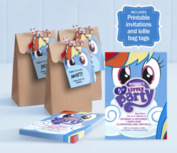 Size: 1213x1049 | Tagged: safe, imported from derpibooru, rainbow dash, invitation, merchandise, party