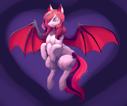 Size: 1719x1427 | Tagged: safe, artist:outta sync, imported from derpibooru, oc, oc only, oc:arrhythmia, bat pony, pony, flying, hair over one eye, muscles, solo