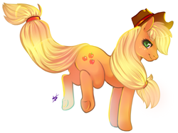 Size: 1293x972 | Tagged: safe, artist:cabbage-arts, imported from derpibooru, applejack, bucking, butt, female, plot, simple background, solo, underhoof, white background