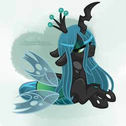 Size: 2000x2000 | Tagged: safe, artist:xwhitedreamsx, imported from derpibooru, queen chrysalis, changeling, changeling queen, female, looking at you, solo